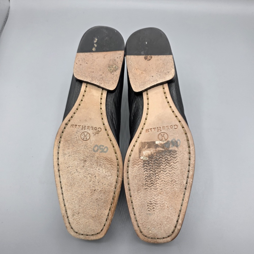 Cole Haan Loafers Womens 6.5 B Black Leather Bow Square Toe Slip On Flats - Picture 10 of 13